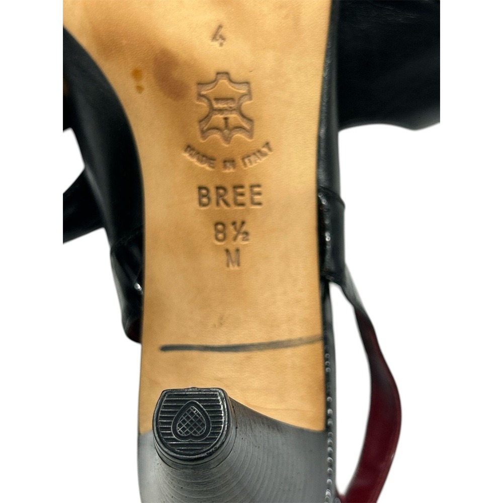 Brighton Bree Black Leather Slingback Heels Made in Italy Silver Hardware 8.5M - Picture 9 of 14
